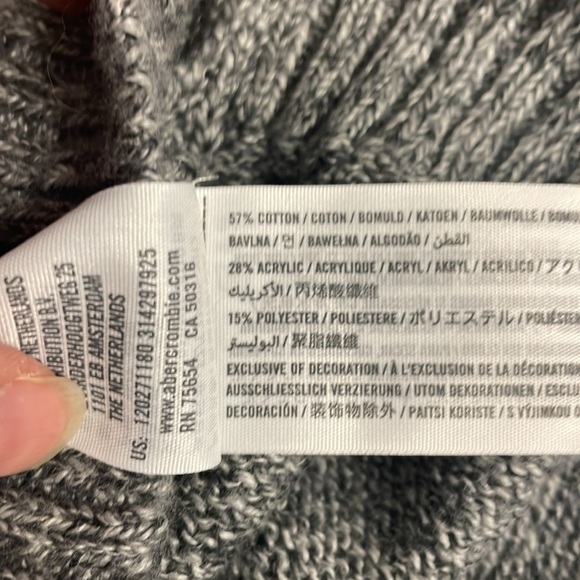 Abercrombie & Fitch Muscle Marled Grey Cotton Blend Crew Neck Sweater Medium - Picture 6 of 6